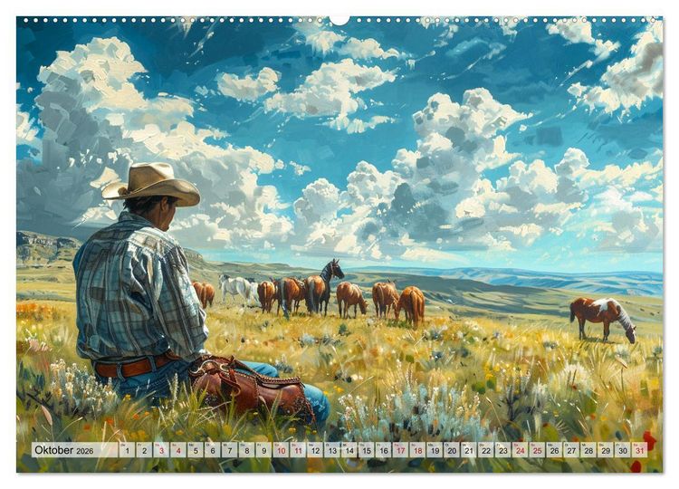 Produktbild: Pferde, Freiheit, Westernreiten (hochwertiger Premium Wandkalender 2026 DIN A2 quer), Kunstdruck in Hochglanz