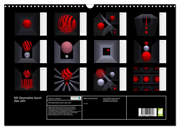 Produktbild: Mit Geometrie durch das Jahr (Wandkalender 2026 DIN A3 quer), CALVENDO Monatskalender