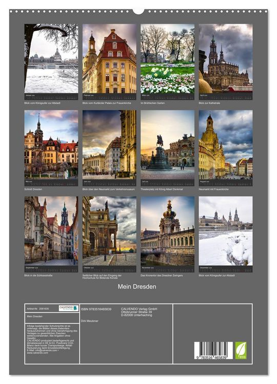 Produktbild: Mein Dresden (hochwertiger Premium Wandkalender 2026 DIN A2 hoch), Kunstdruck in Hochglanz