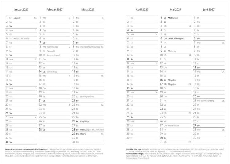 Produktbild: Kalenderbuch A6 blau 2027