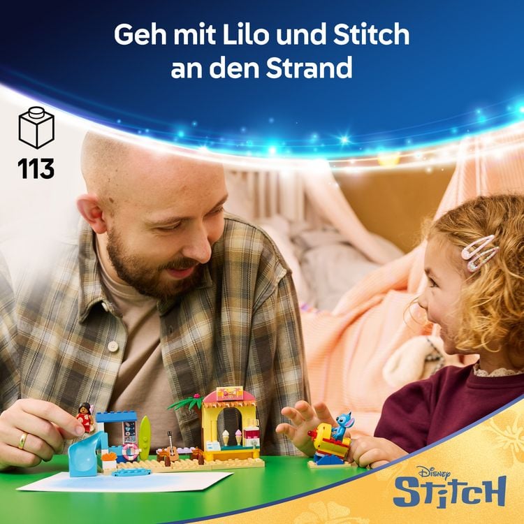 Produktbild: LEGO ǀ Disney 43280 Spa&szlig; am Strand mit Lilo und Stitch, Bauset f&uuml;r junge Filmfans ab 4 Jahren