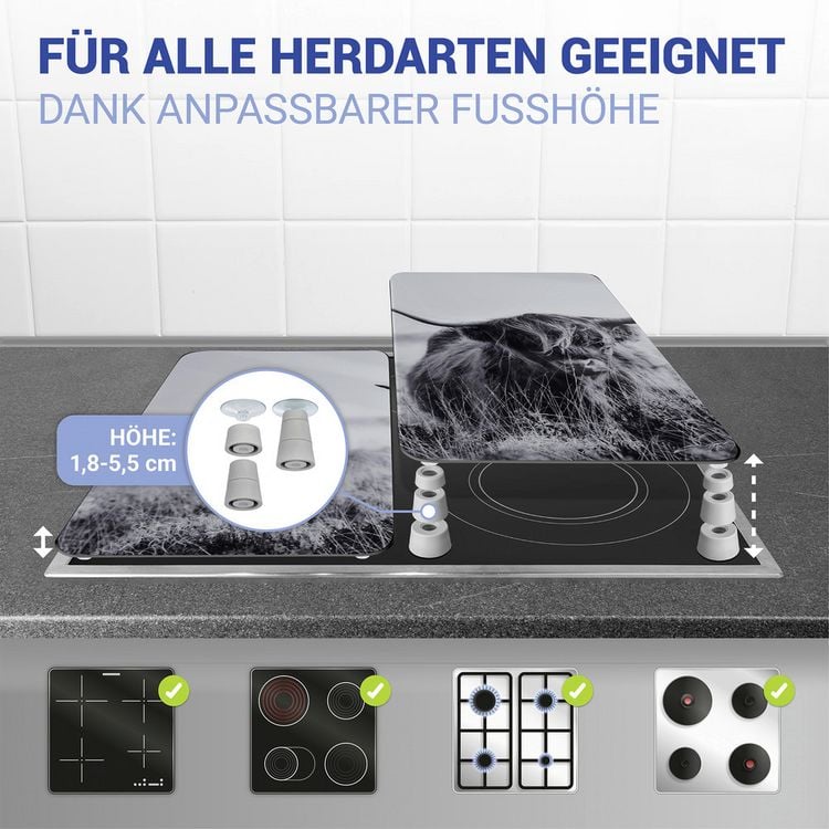 Produktbild: Herdabdeckplatte Universal Mod. Highland Cattle, 2er Set, f&uuml;r alle Herdarten geeignet