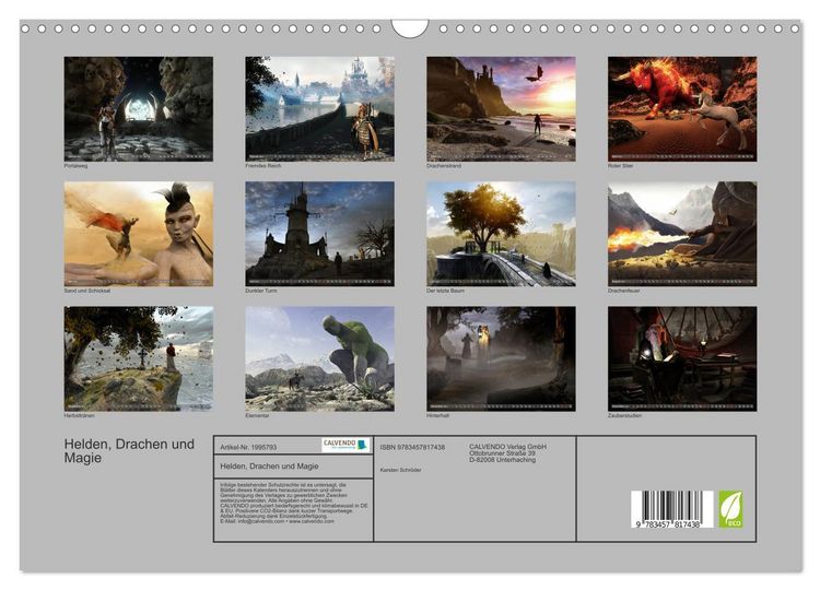 Produktbild: Helden, Drachen und Magie (Wandkalender 2026 DIN A3 quer), CALVENDO Monatskalender