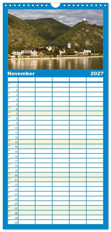 Produktbild: Familienplaner 2027 - Oberes Mittelrheintal Sehnsuchtsziel f&uuml;r Romantiker mit 5 Spalten (Wandkalender, 21 x 45 cm) CALVENDO