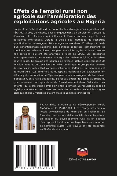 Produktbild: Effets de l'emploi rural non agricole sur l'am&eacute;lioration des exploitations agricoles au Nigeria