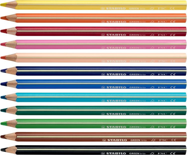 Produktbild: STABILO Umweltfreundlicher Dreikant-Buntstift -   GREENtrio - 12er Pack - mit 12 verschiedenen Farben