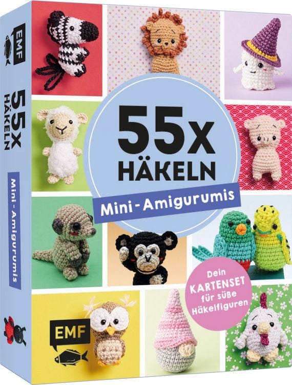Produktbild: 55 x h&auml;keln &ndash; Mini-Amigurumis: Dein Kartenset von Wellensittich bis Wichtel