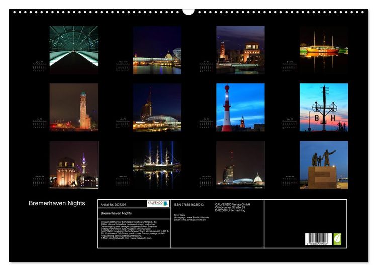 Produktbild: Bremerhaven Nights (Wandkalender 2026 DIN A2 quer), CALVENDO Monatskalender