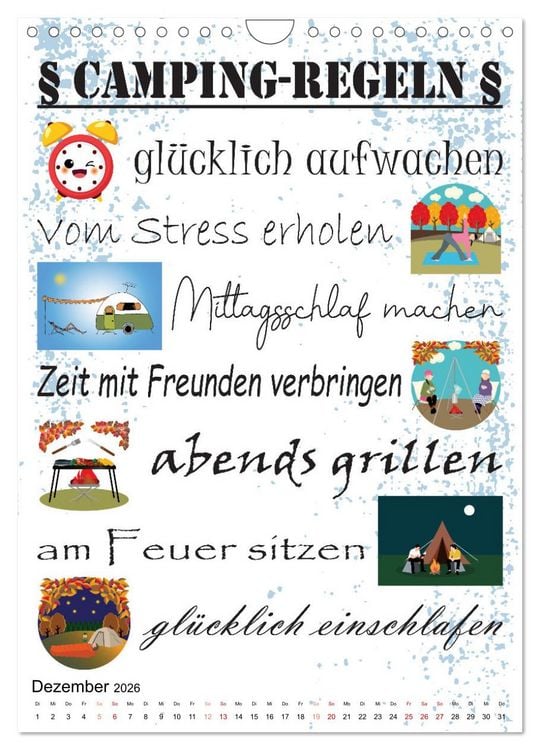 Produktbild: CampingSpr&uuml;che (Wandkalender 2026 DIN A4 hoch), CALVENDO Monatskalender