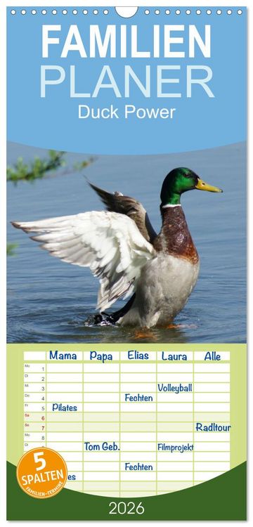 Produktbild: Familienplaner 2026 - Duck Power mit 5 Spalten (Wandkalender, 21 x 45 cm) CALVENDO