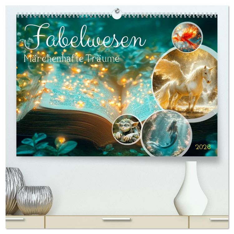 Produktbild: FABELWESEN M&auml;rchenhafte Tr&auml;ume (hochwertiger Premium Wandkalender 2026 DIN A2 quer), Kunstdruck in Hochglanz