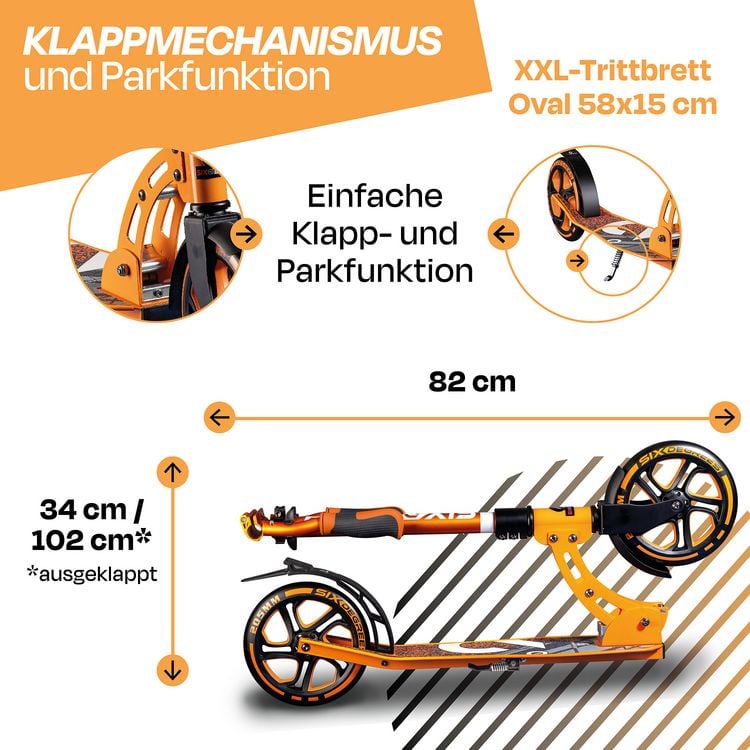 Produktbild: SIX DEGREES Alu Scooter 205 mm orange