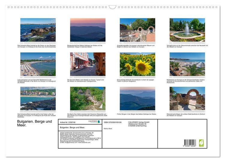 Produktbild: Bulgarien. Berge und Meer. (Wandkalender 2027 DIN A2 quer), CALVENDO Monatskalender