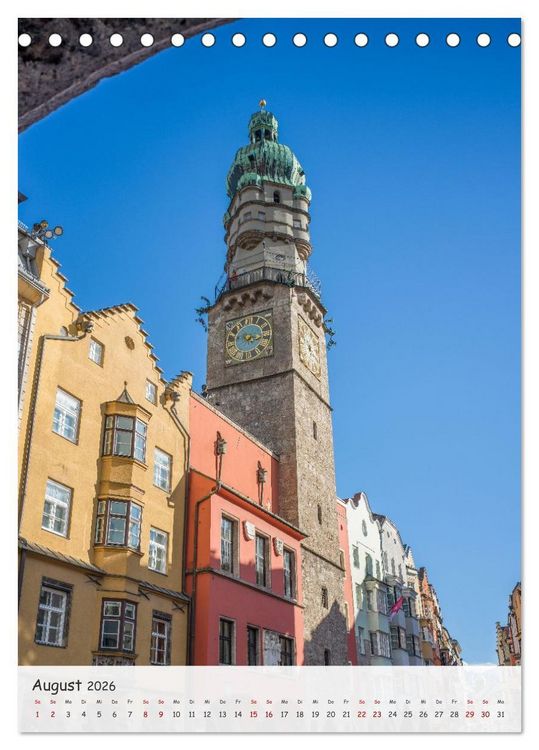 Produktbild: Innsbruck - Zwischen Gassen und Geschichte (Tischkalender 2026 DIN A5 hoch), CALVENDO Monatskalender