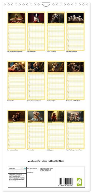Produktbild: Familienplaner 2026 - M&auml;rchenhafte Helden mit feuchter Nase mit 5 Spalten (Wandkalender, 21 x 45 cm) CALVENDO