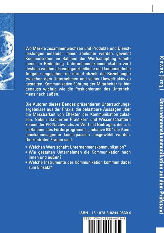 Produktbild: Unternehmenskommunikation auf dem Pr&uuml;fstand