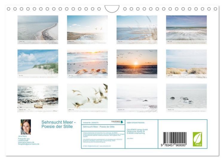 Produktbild: Sehnsucht Meer - Poesie der Stille (Wandkalender 2026 DIN A4 quer), CALVENDO Monatskalender