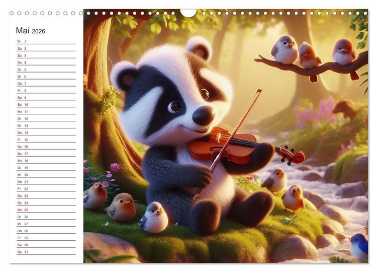 Produktbild: Musikalische Waldtiere (Wandkalender 2026 DIN A3 quer), CALVENDO Monatskalender