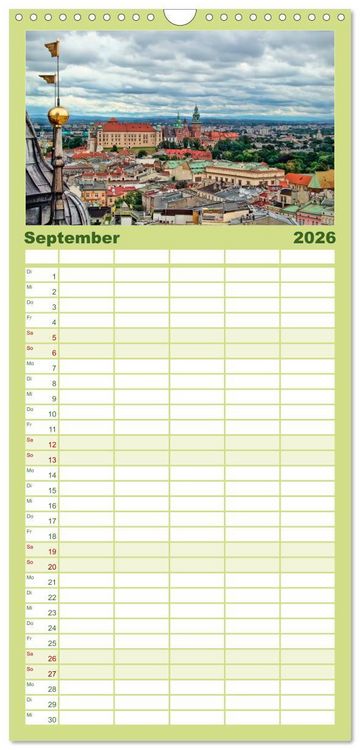 Produktbild: Familienplaner 2026 - Krakau - das polnische Florenz mit 5 Spalten (Wandkalender, 21 x 45 cm) CALVENDO