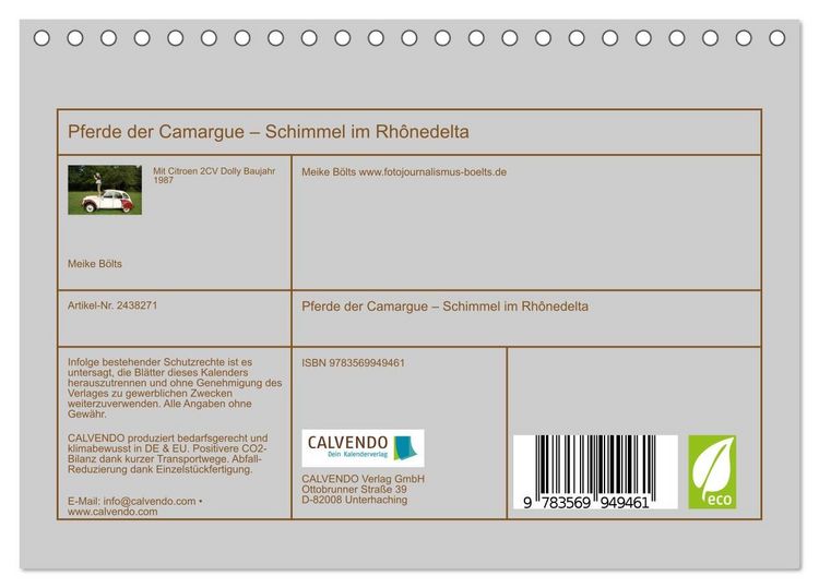 Produktbild: Pferde der Camargue &ndash; Schimmel im Rh&ocirc;nedelta (Tischkalender 2027 DIN A5 quer), CALVENDO Monatskalender