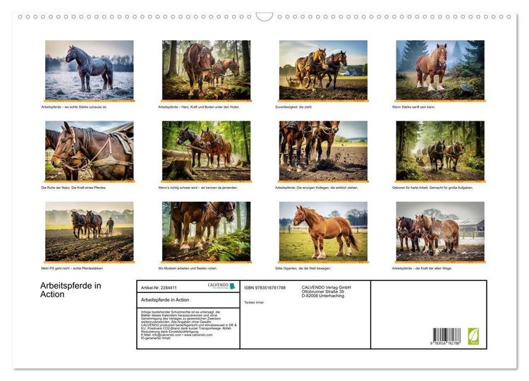 Produktbild: Arbeitspferde in Action (Wandkalender 2027 DIN A2 quer), CALVENDO Monatskalender