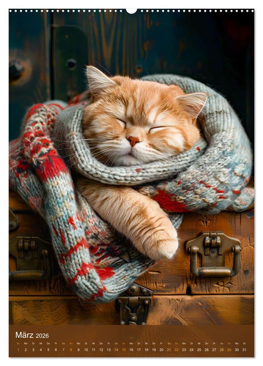 Produktbild: Kuschelkatzen - Fellnasen im Schlummerland (Wandkalender 2026 DIN A2 hoch), CALVENDO Monatskalender