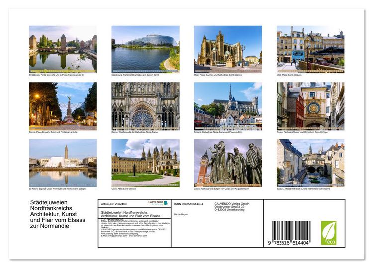 Produktbild: St&auml;dtejuwelen Nordfrankreichs. Architektur, Kunst und Flair vom Elsass zur Normandie (Wandkalender 2026 DIN A4 quer), CALVENDO Monatskalender