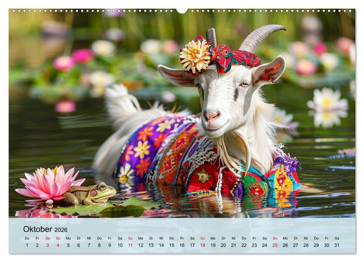 Produktbild: Ziegen im Modezauber. Ein alpiner Fashion-Marathon (hochwertiger Premium Wandkalender 2026 DIN A2 quer), Kunstdruck in Hochglanz