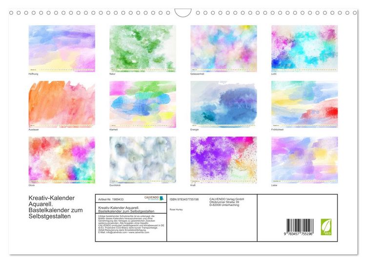 Produktbild: Kreativ-Kalender Aquarell. Bastelkalender zum Selbstgestalten (Wandkalender 2026 DIN A3 quer), CALVENDO Monatskalender