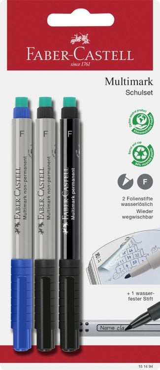 Produktbild: Faber-Castell Marker Multimark 2x non-permanent + 1x permanent BK