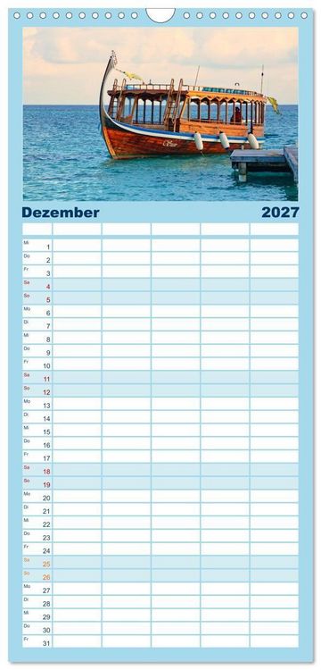 Produktbild: Familienplaner 2027 - Malediven - die Sehnsucht nach dem Paradies mit 5 Spalten (Wandkalender, 21 x 45 cm) CALVENDO
