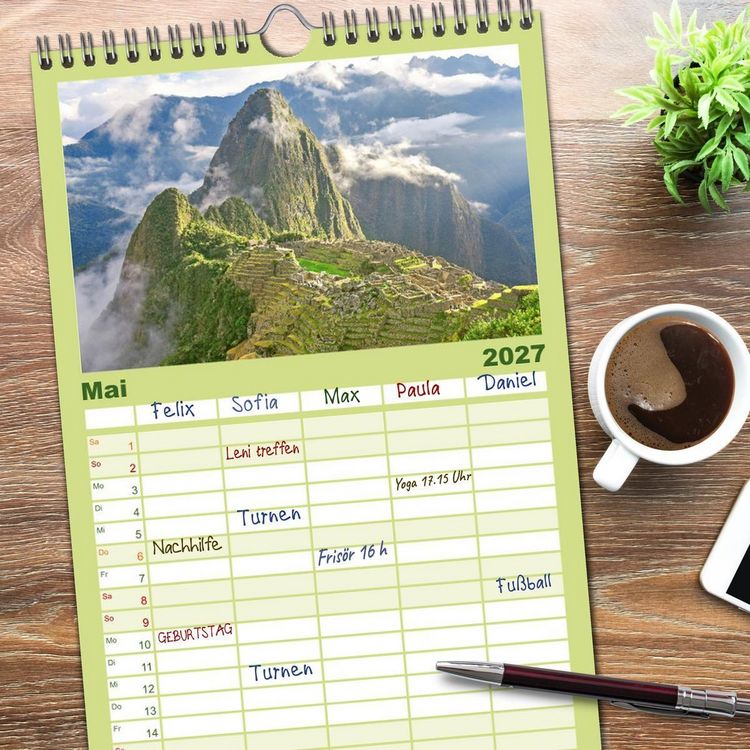 Produktbild: Familienplaner 2027 - Alte Kulturen Mittel- und S&uuml;damerikas: Versunkene Welten mit 5 Spalten (Wandkalender, 21 x 45 cm) CALVENDO