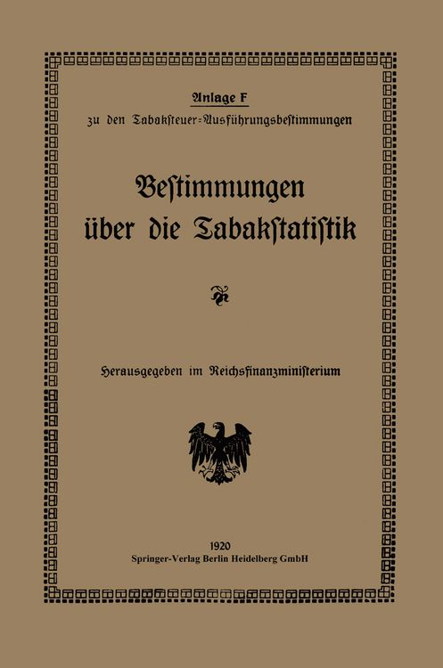 Produktbild: Bestimmungen &uuml;ber die Tabakstatistik