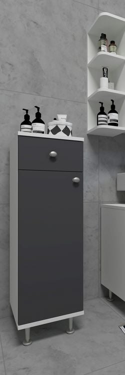 Produktbild: Badm&ouml;bel Midischrank Badschrank Schublade Nilosi