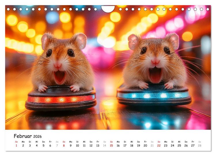 Produktbild: Hamster im Freizeitpark - Lustiger Kalender mit Jahrmarkt-Motiven (Wandkalender 2026 DIN A4 quer), CALVENDO Monatskalender