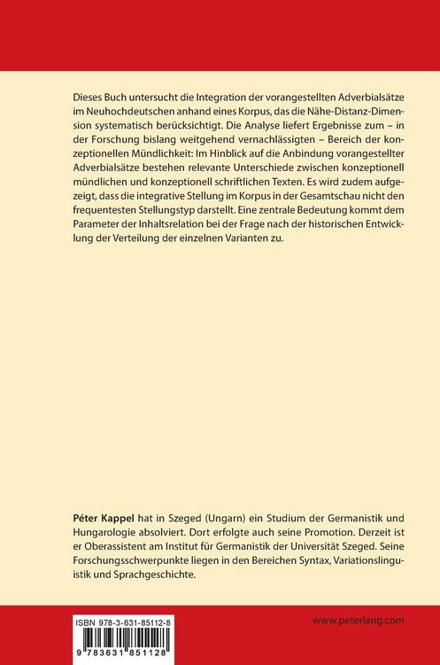 Produktbild: Integrationsgrad vorangestellter Adverbialsaetze im Neuhochdeutschen (1650&ndash;2000)