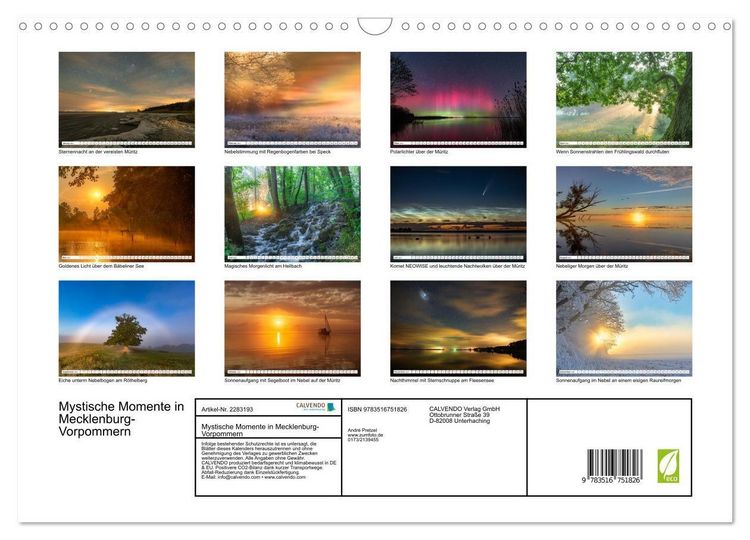 Produktbild: Mystische Momente in Mecklenburg-Vorpommern (Wandkalender 2027 DIN A3 quer), CALVENDO Monatskalender