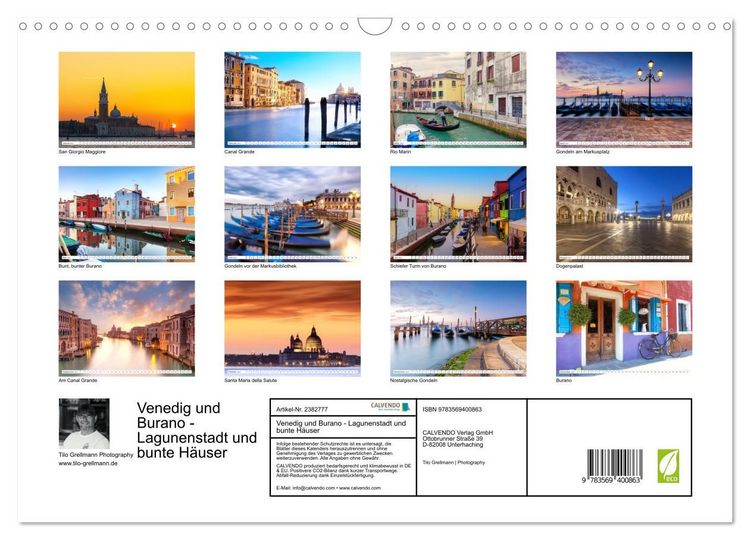 Produktbild: Venedig und Burano - Lagunenstadt und bunte H&auml;user (Wandkalender 2027 DIN A3 quer), CALVENDO Monatskalender