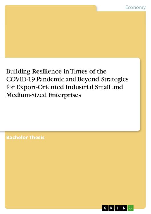 Produktbild: Building Resilience in Times of the COVID-19 Pandemic and Beyond. Strategies for Export-Oriented Industrial Small and Medium-Sized Enterprises