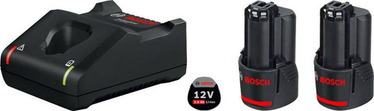 Produktbild: Bosch Professional 1600A019R8 GAL 12V-40 + 2x GBA 12V 2.0Ah Werkzeug-Akku und Ladeger&auml;t 12 V 2 Ah Li-Ion