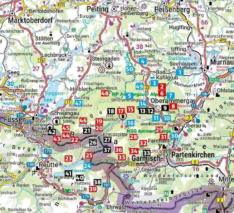 Produktbild: ROTHER Wanderf&uuml;hrer Ammergauer Alpen. 50 Touren von Oberammergau bis F&uuml;ssen, Garmisch-Partenkirchen und zum Plansee