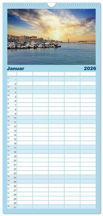 Produktbild: Familienplaner 2026 - Kretas bezaubernder Norden mit 5 Spalten (Wandkalender, 21 x 45 cm) CALVENDO
