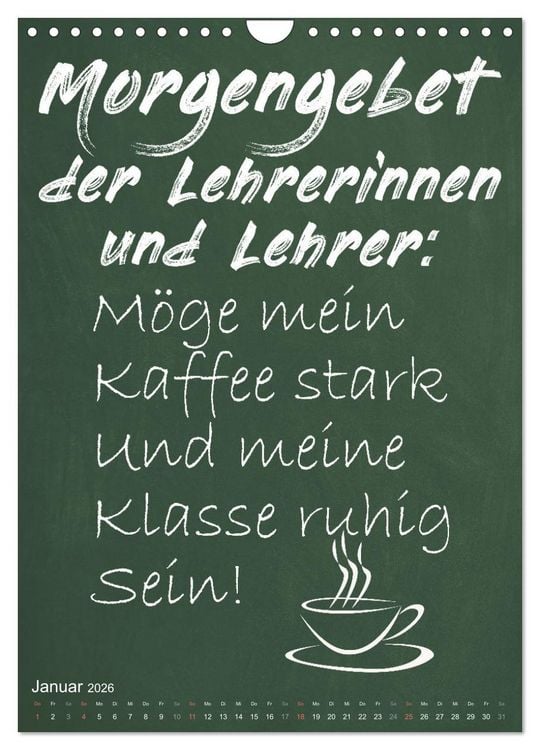 Produktbild: Coole Lehrerspr&uuml;che (Wandkalender 2026 DIN A4 hoch), CALVENDO Monatskalender
