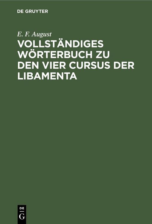 Produktbild: Vollst&auml;ndiges W&ouml;rterbuch zu den vier Cursus der Libamenta