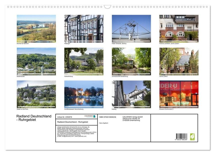 Produktbild: Radland Deutrschland - Ruhrgebiet (Wandkalender 2027 DIN A2 quer), CALVENDO Monatskalender