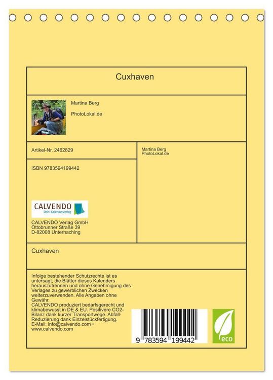 Produktbild: Cuxhaven (Tischkalender 2027 DIN A5 hoch), CALVENDO Monatskalender