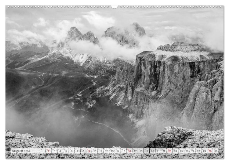 Produktbild: Bergpixels Schwarz-Wei&szlig;e Gebirgstr&auml;ume (Wandkalender 2026 DIN A2 quer), CALVENDO Monatskalender