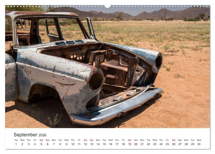 Produktbild: Old cars in Solitaire Namibia (High Quality Premium Wall Calendar 2026 DIN A2 landscape),CALVENDO 12 Month Wall Calendar