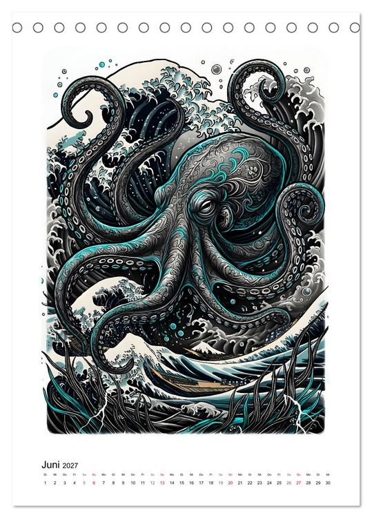 Produktbild: Irezumi - Japans Seele in zwei Farben (Tischkalender 2027 DIN A5 hoch), CALVENDO Monatskalender