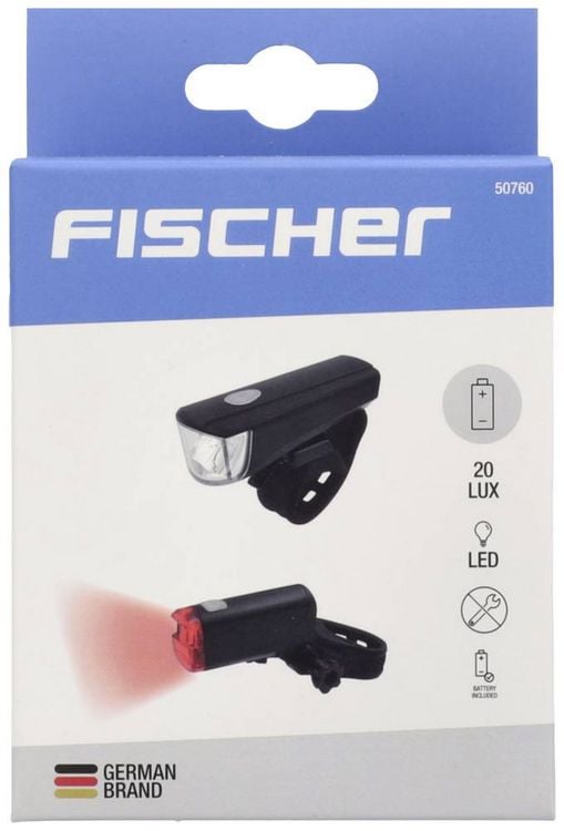 Produktbild: FISCHER FAHRRAD Fahrradbeleuchtung Set LED batteriebetrieben Schwarz